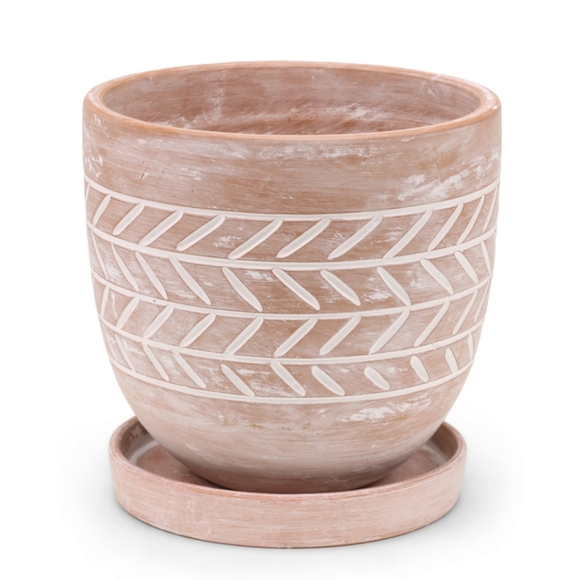 Herringbone Etched Planter